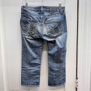 Big Star Maddie Mid Rise Fit thick stitch denim jean capri capris women's 25